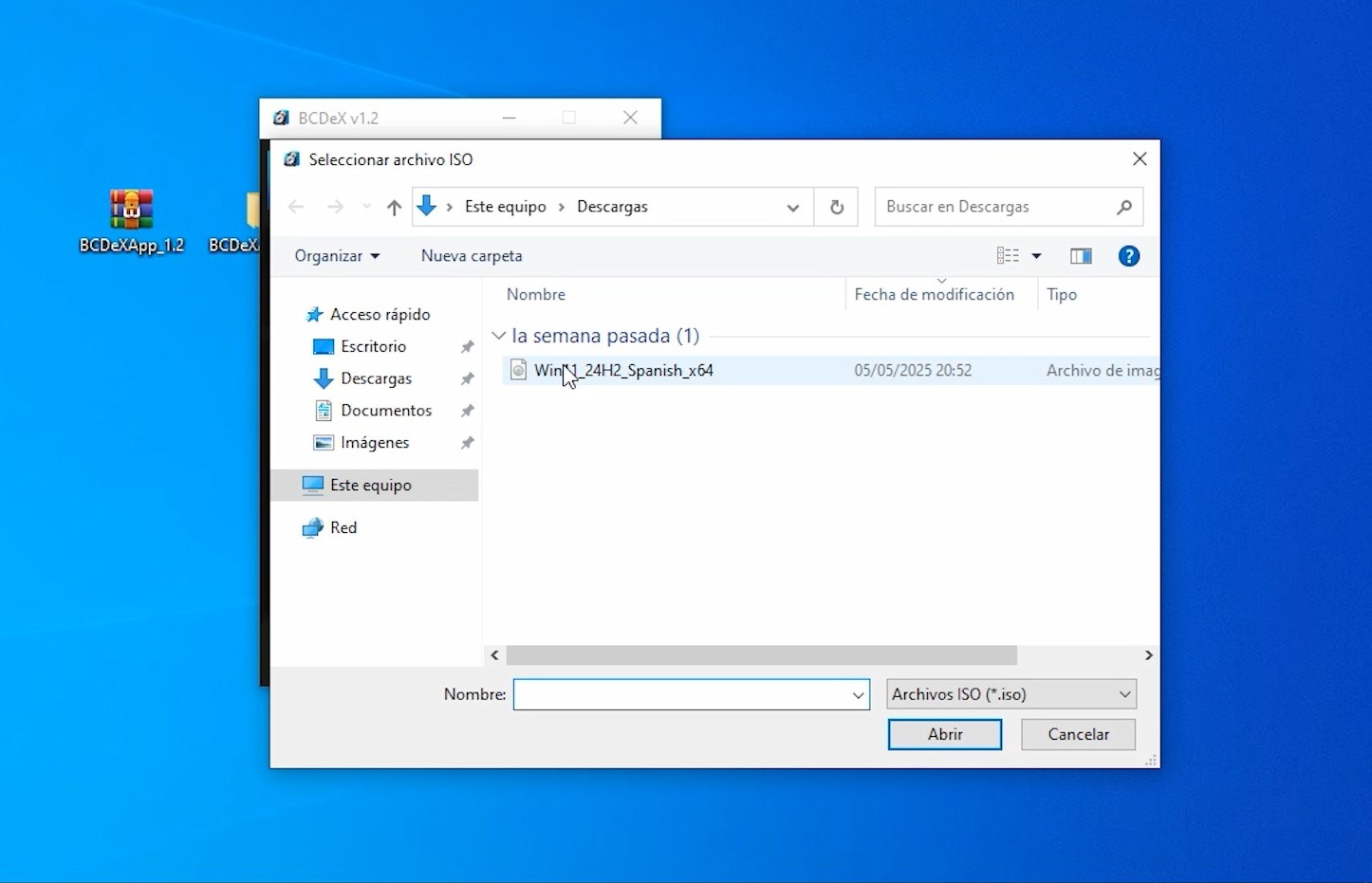 Seleccionar el archivo ISO de Windows